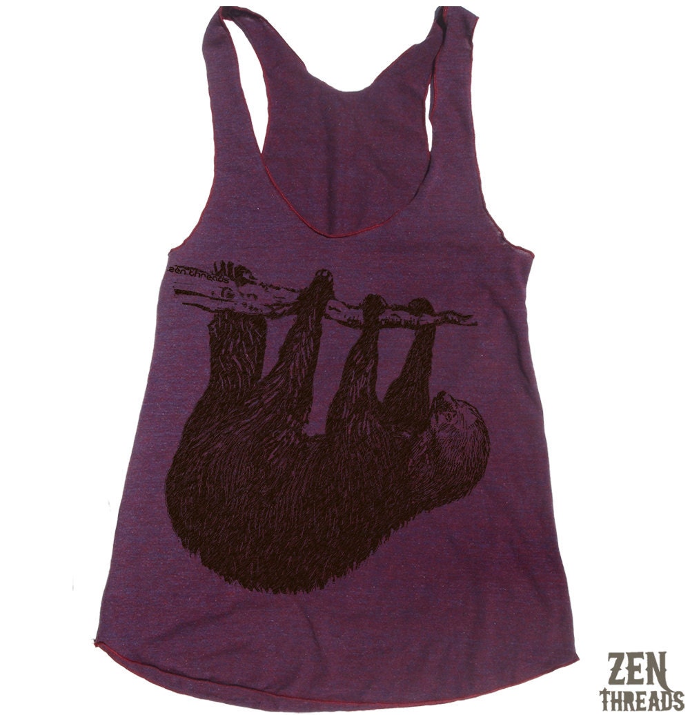 Womens TREE SLOTH american apparel Tri-Blend Racerback Tank Top S M L (8 Color Options)