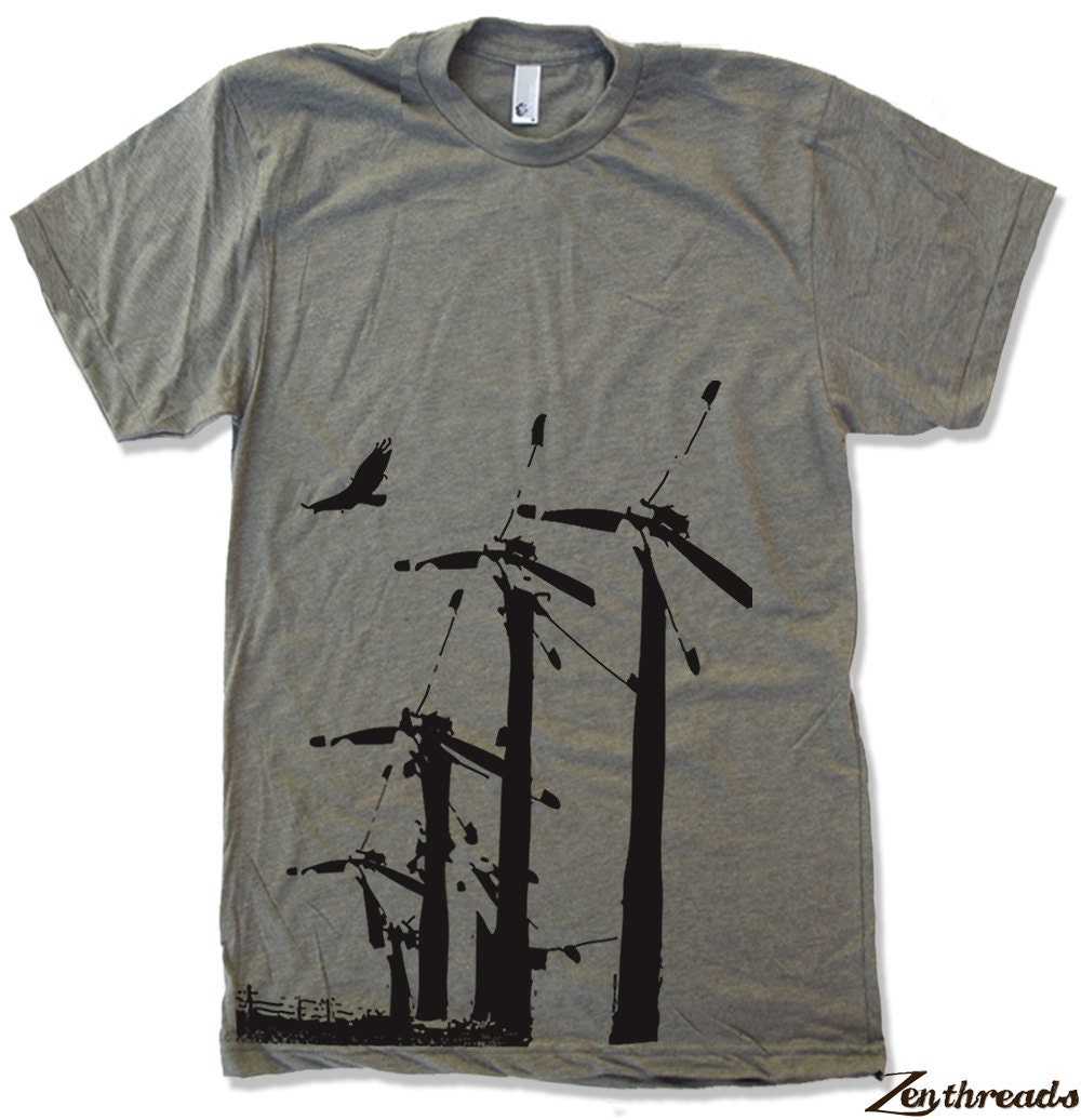 Mens Clean Energy WINDMILLS t shirt american apparel S M L XL (15 Color Options)
