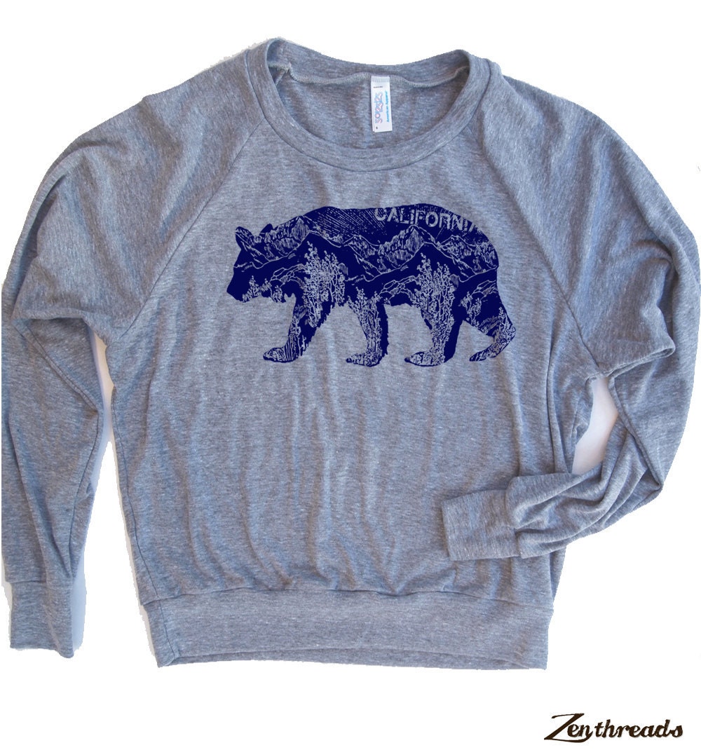 Womens California BEAR Tri-Blend Pullover - american apparel S M L (6 Color Options)