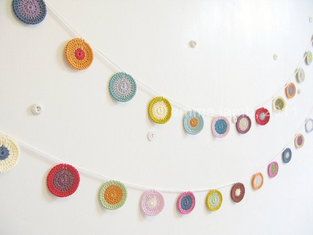 Edna... crochet Penny garland - multi colored