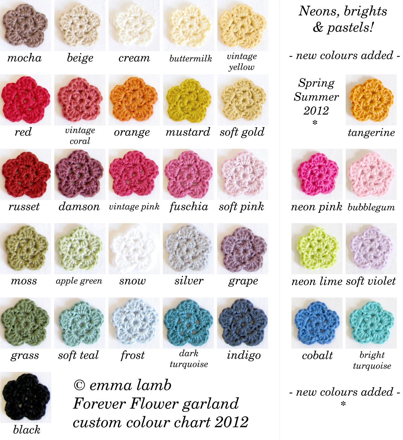 Wedding garland, floral bridal shower bunting, crochet flower garland - PICK YOUR PALETTE - customised item, by Emma Lamb