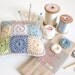 crochet pincushion... Mabel - shabby chic blue, beige, grey and green ...MADE TO ORDER