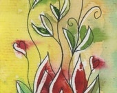 Sacred Heart Tie Dye Lotus Blank Greeting A2 card handpainted