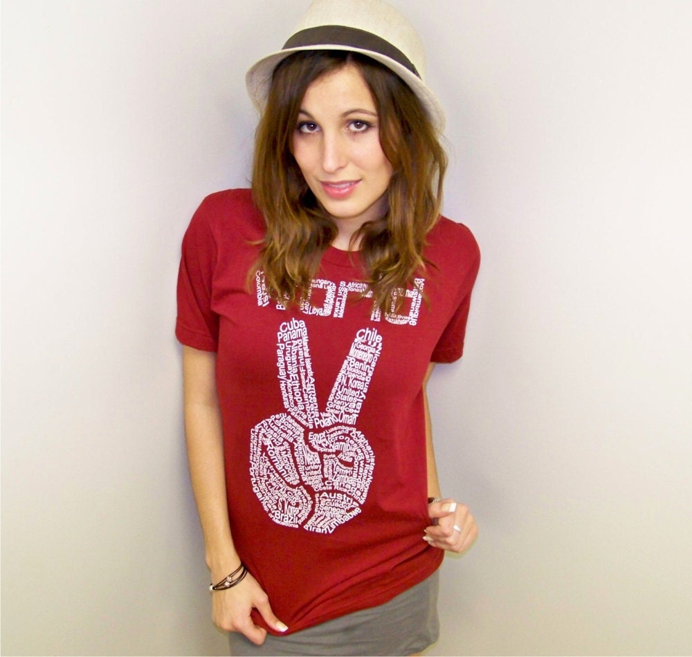 Peace shirt World Peace on mens American Apparel t shirt