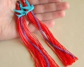 Pink Blue Bird Tassel Earrings Vintage Plastic Thread Chain Long Swallow Dangles Statement Shoulder Dusters