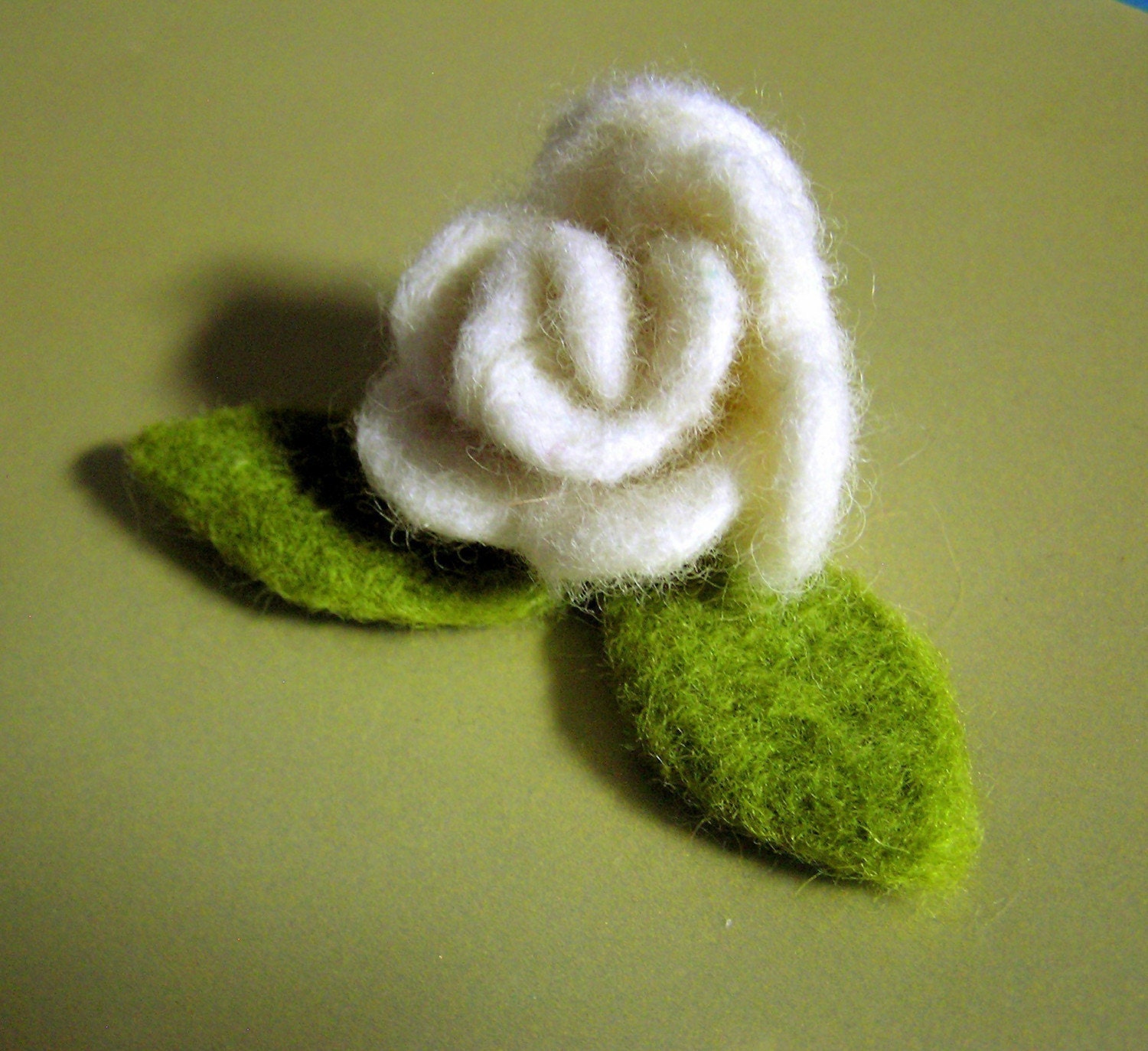 Felt Rose - Needle Felted Flower - Medium Rose Applique Decoration - Custom Listing - You Choose the Color