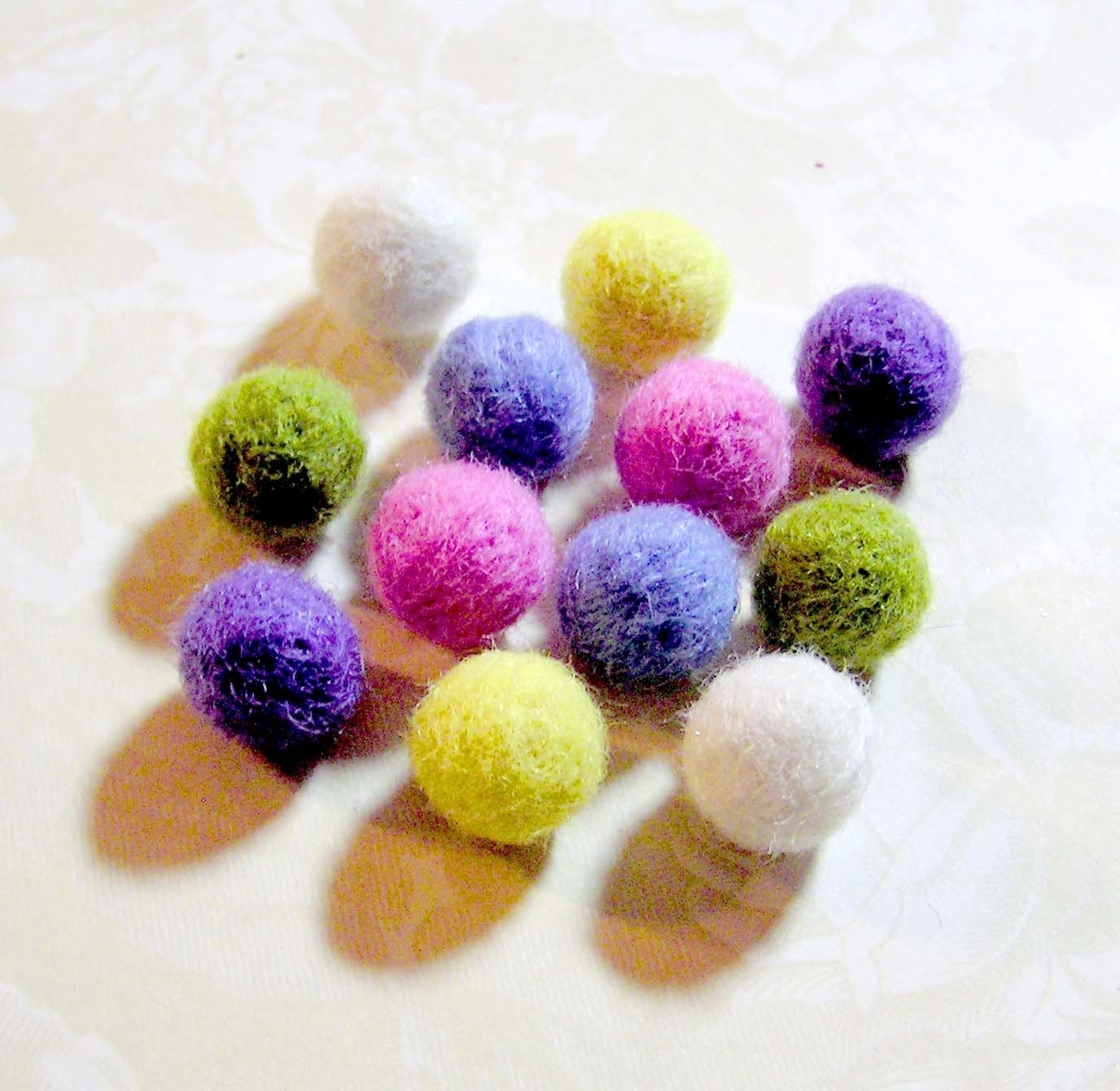 Needle Felted Balls -- Solid Pastels Mix