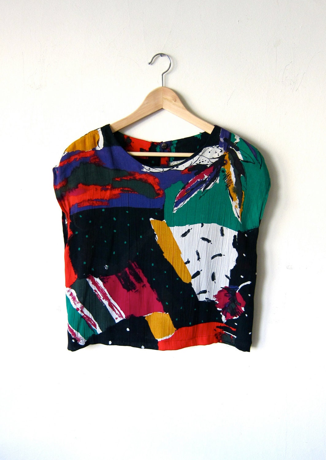 Colorful Cropped 80's Top