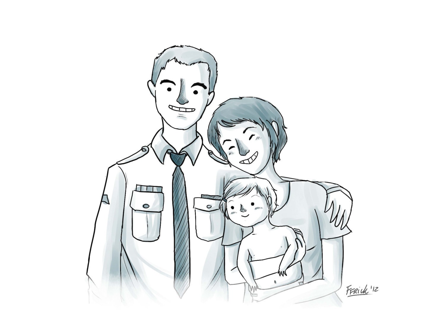 Custom Little Cartoon Family Portrait Simple