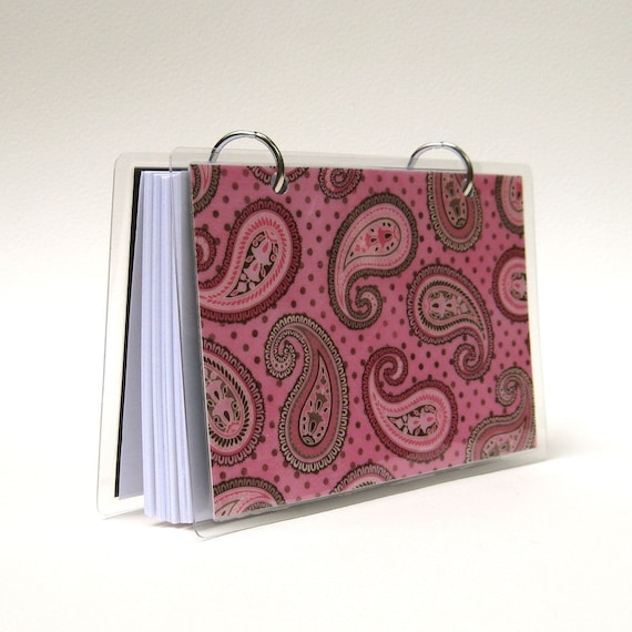 4 x 6 Index Card or Note Card Binder Pink Paisley by CrownBindery