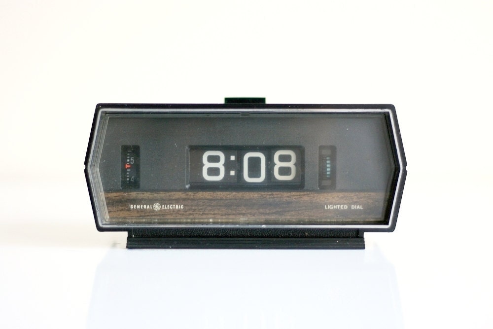 RESERVED listing Vintage Faux Bois Flip Number Alarm Clock
