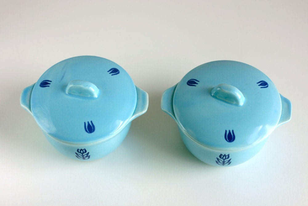 Mid Century Aqua Cronin Small Casserole Dishes