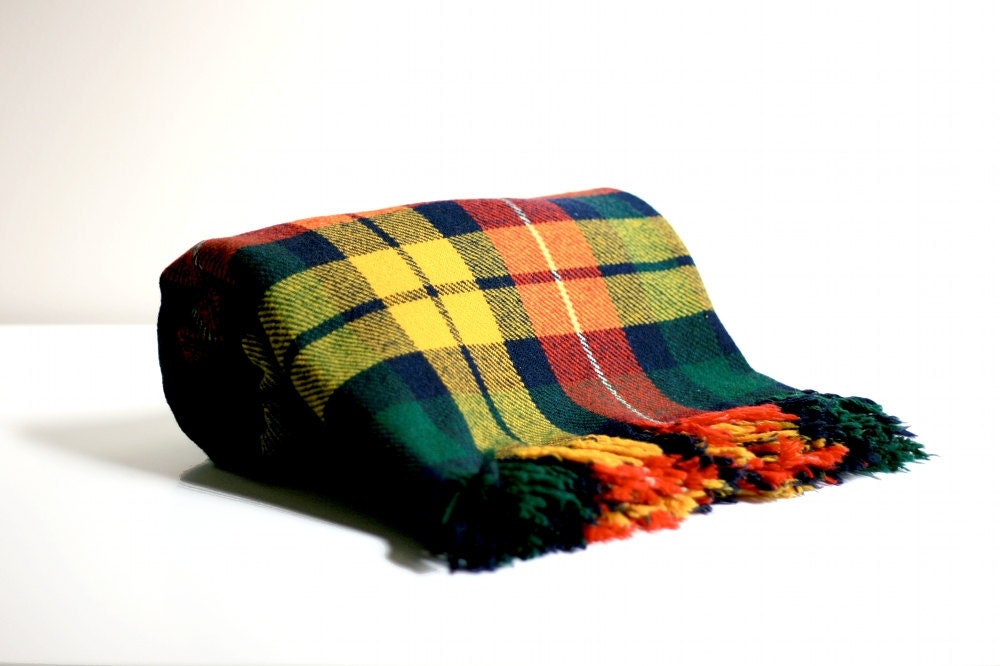 Vintage Wool Plaid Blanket - Scottish Tartan