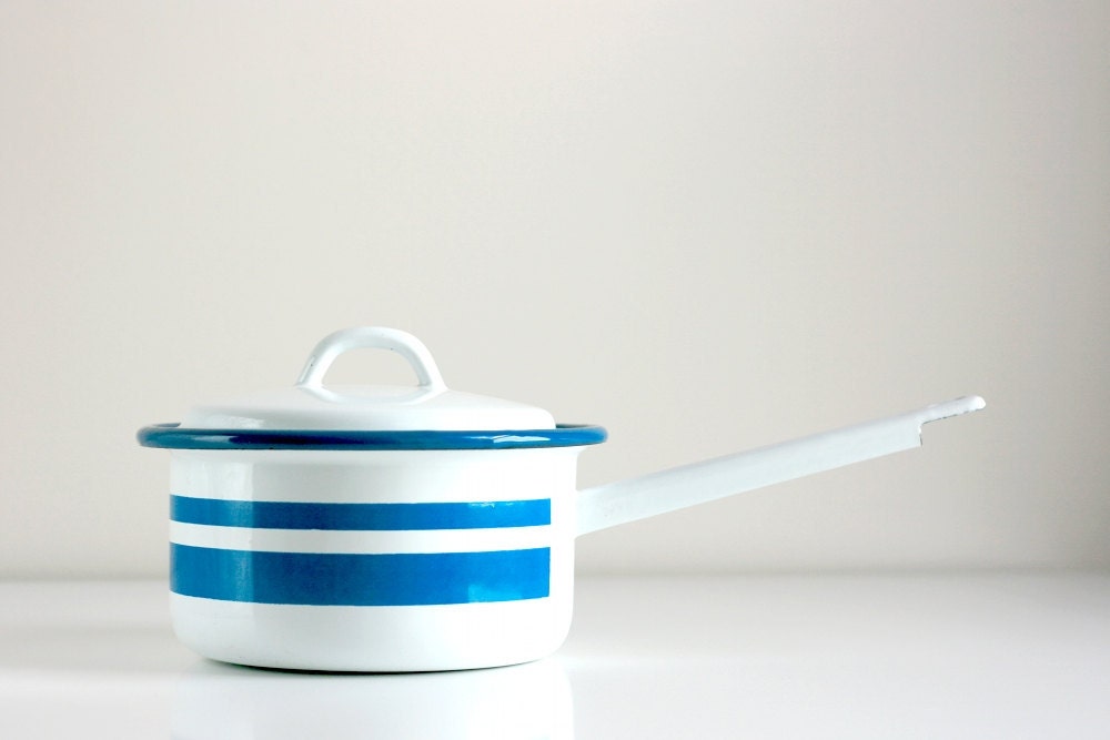 Vintage Enamel Pot with Lid