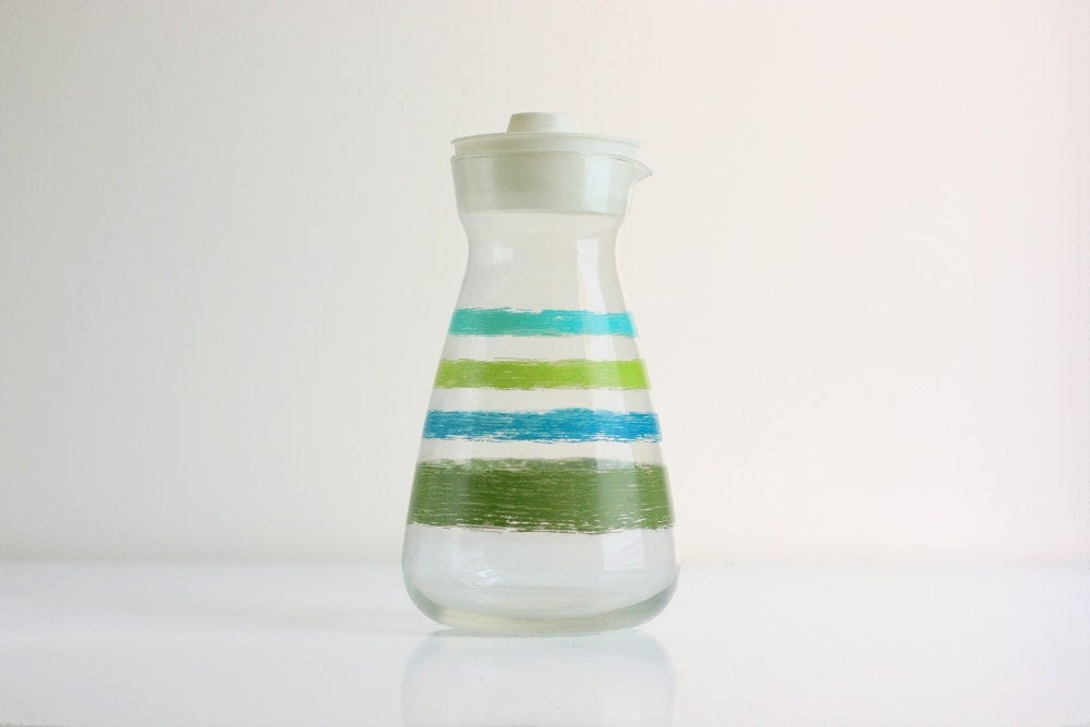 Vintage Striped Glass Pitcher