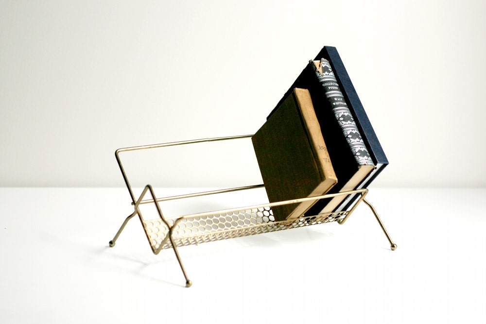Mid Century Metal Book Rack
