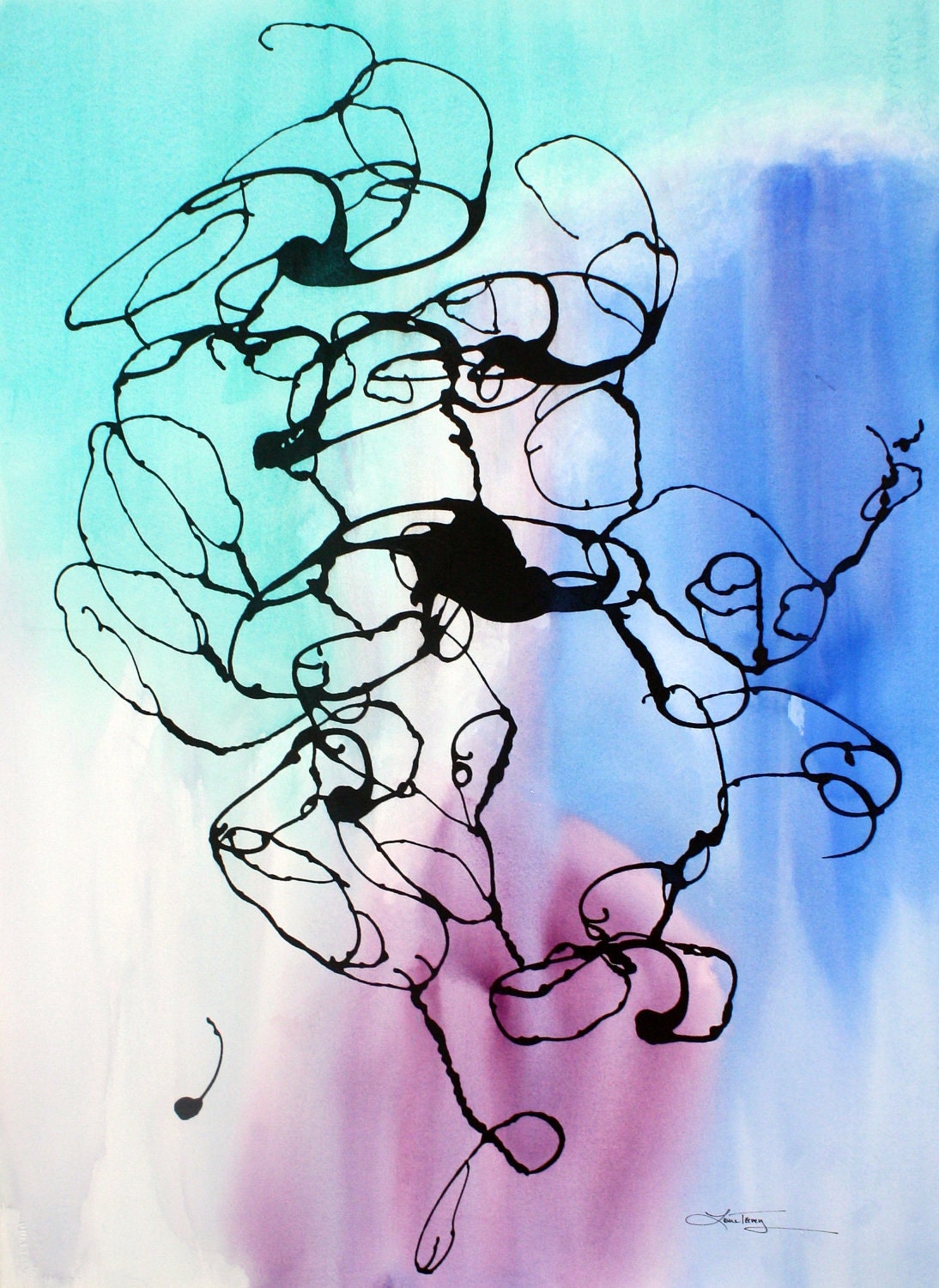 Abstract Watercolor in Jewel Tones