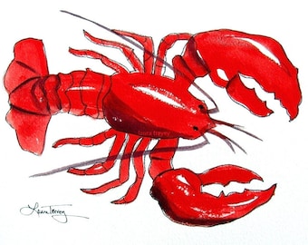 Red Lobster Watercolor Print