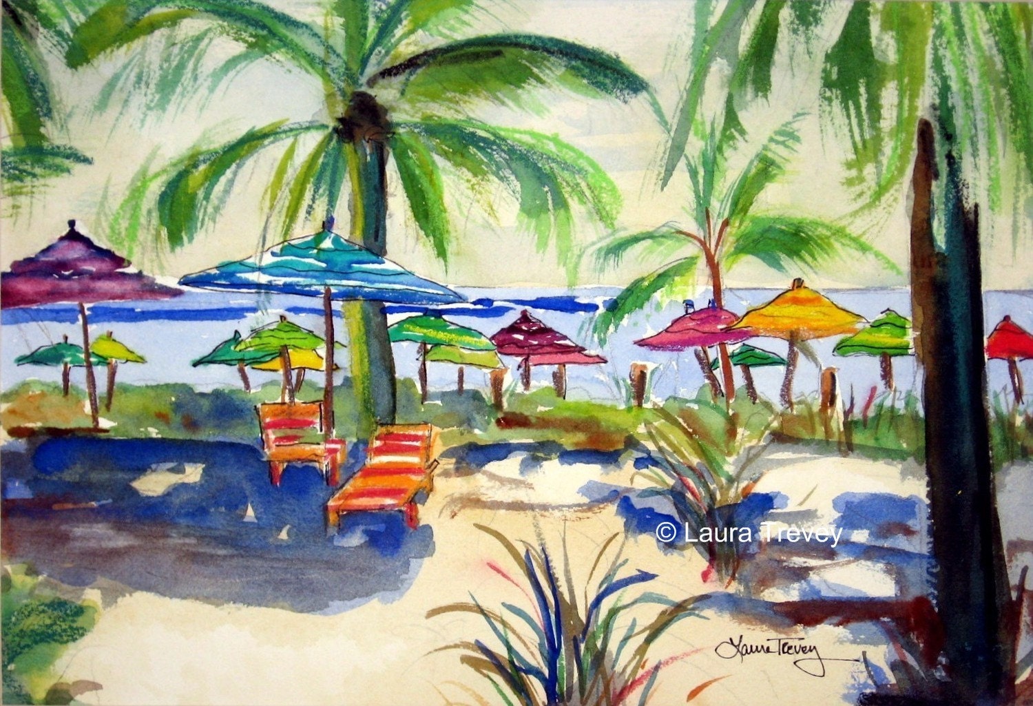 Caribbean Time, Watercolor Digital Print