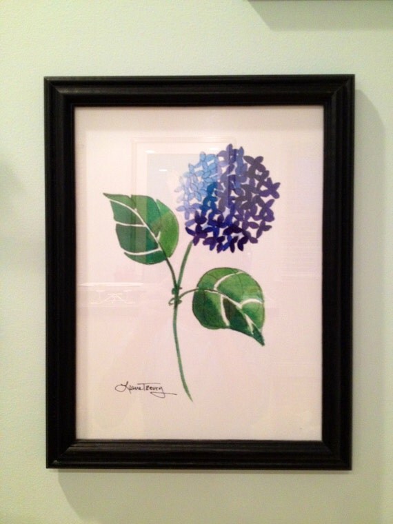 Blue Hydrangea Watercolor Print