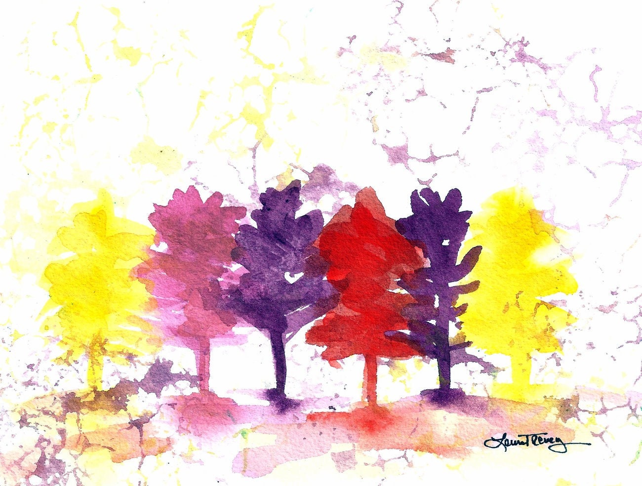 Colorful Trees - Abstract Watercolor