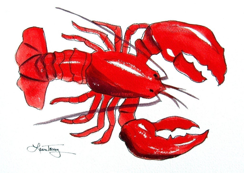Red Lobster Watercolor Print