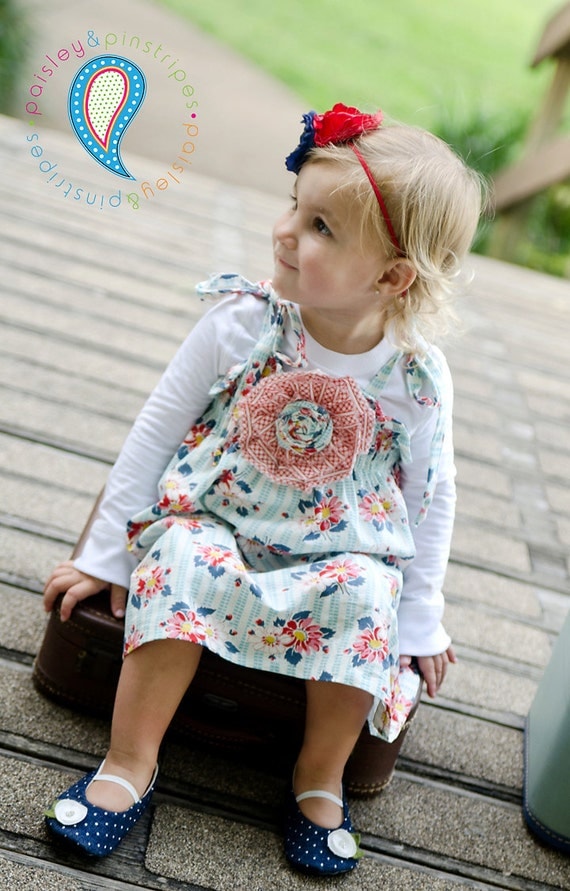 The Delainey Vintage Floral Collection... Floral Tablecloth Smocked Dress.... handmade childrens clothing by laken and lila