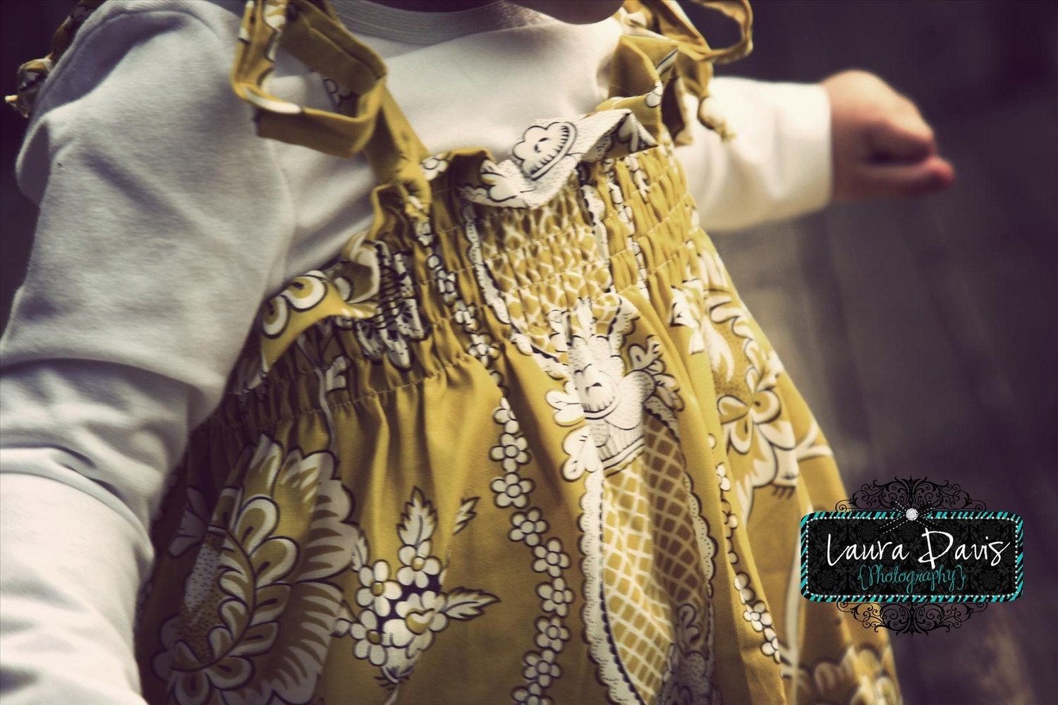 Childrens Clothing...Yellow...Mustard Smocked Dress...handmade childrens clothing by laken and lila