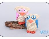 crochet toy owl amigurumi with pink,  Bernadette the Owl