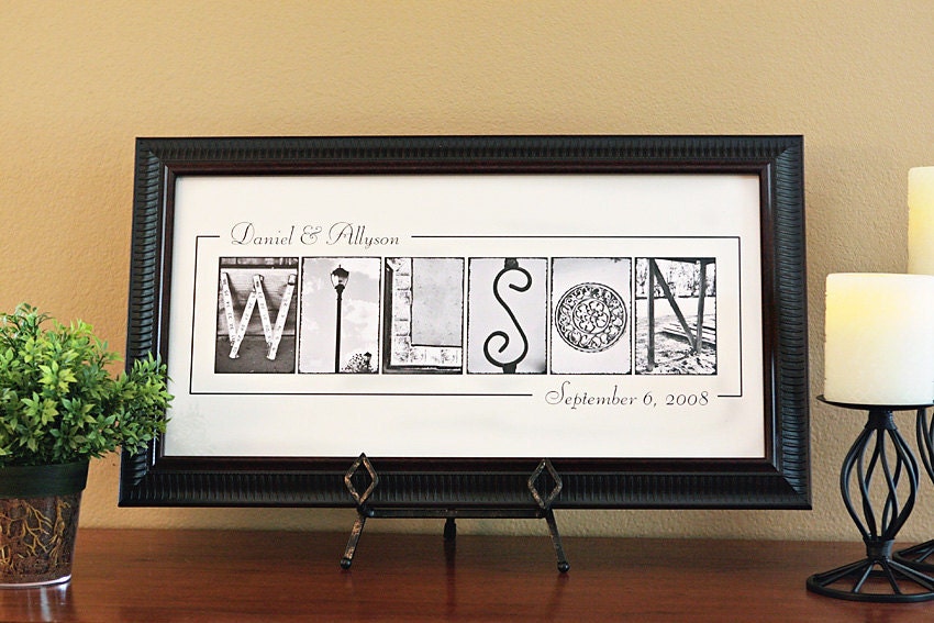 Personalized Name Frame Print (10x20) unframed, Personalized Wedding Decorations, Bridal Shower Decorations, personalized home decor