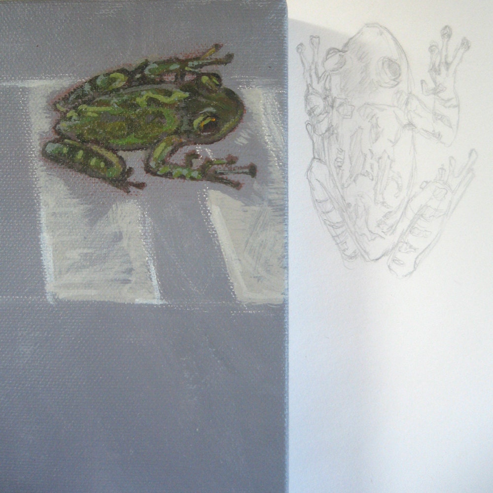 Frog Crossing-- Original small painting