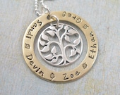 Hand Stamped Necklace - Family Necklace - Personalized Jewelry - Golden Leaves - Hand Stamped Jewelry
