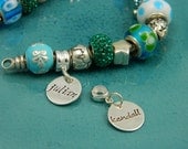 Hand Stamped Jewelry - Personalized Charm - Sterling Silver Charm and Spacer Bead to Fit European Style Bracelets