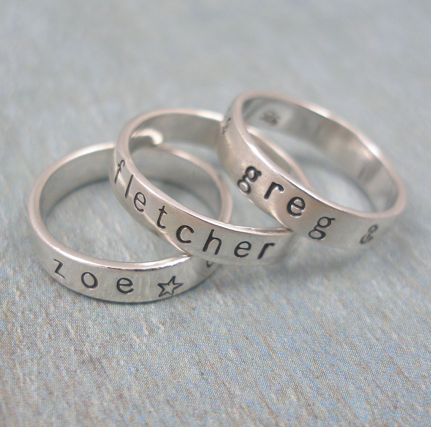 Hand Stamped Ring - Sterling Silver - Stackable Ring - Personalized ...