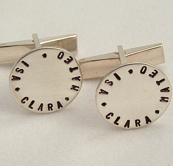 KEEPSAKE CUFFLINKS............Hand Stamped Personalized Sterling Silver Cuff links