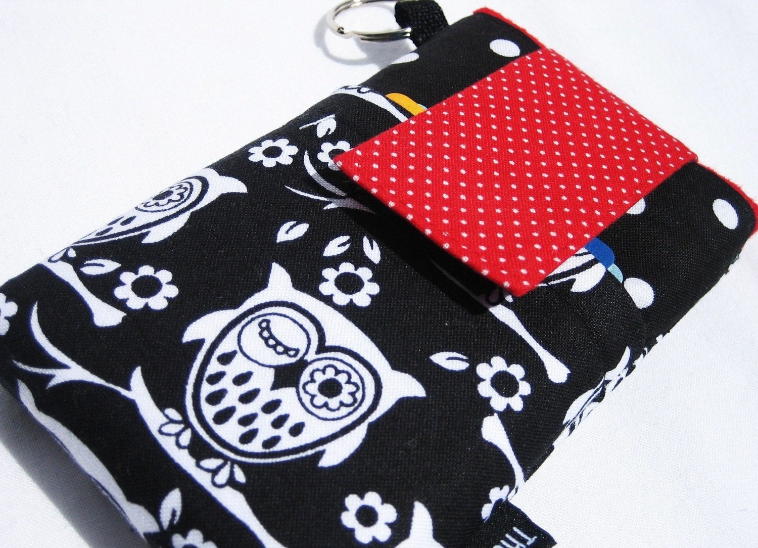 Droid Blackberry,iPhone Droid X iPhone4 CASE Padded with cover and pocket - BlackWhite Owls