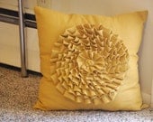 Rose Pillow in Mustard Linen