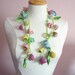 Reserved crochet necklace lariat cotton flower floral pastel colors 3d flowers