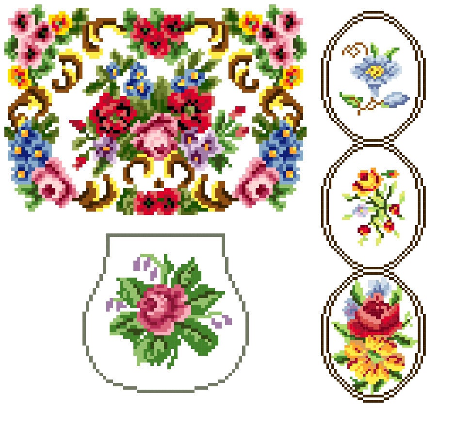 Odds and ends floral - Cross stitch pattern. Instant download.