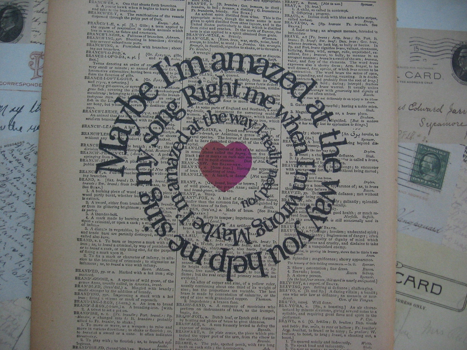 The Beatles Music  Art Print - Maybe I'm Amazed Song Lyric  - Typography- Altered Book Page Print