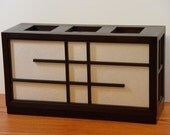 Japanese-Style Rectangular Shoji Box Lamp - Alder Wood with Expresso Stain