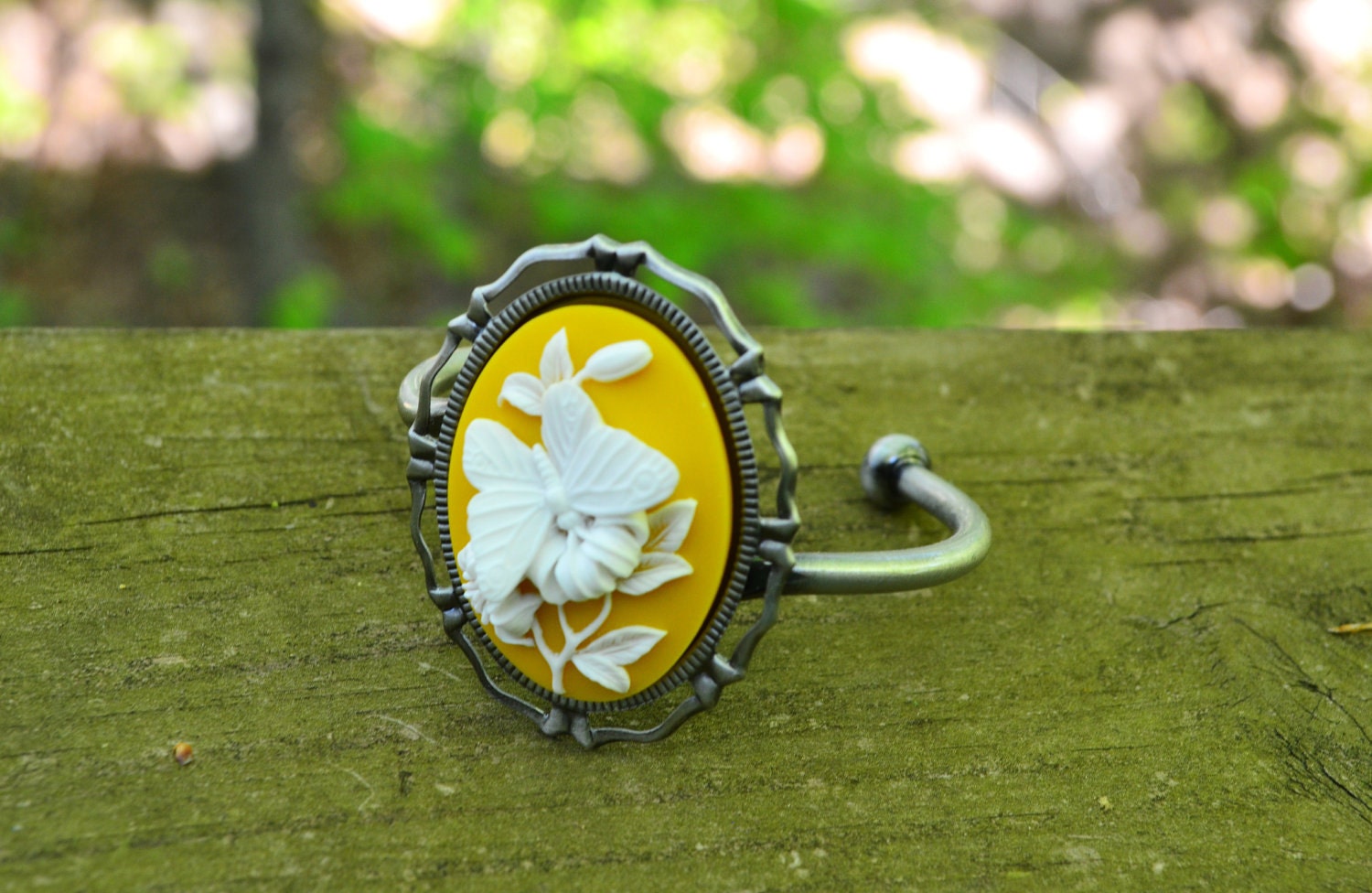 Butterfly Bracelet - Yellow - Antique Silver