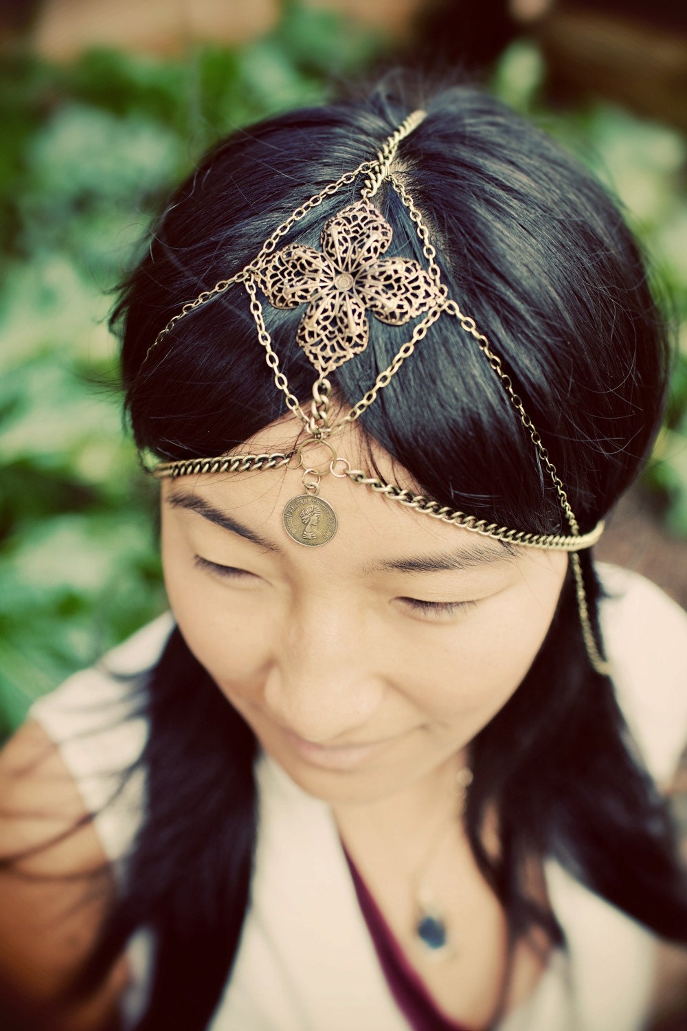 Aurora Chain headdress, tribal brass chains