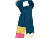 Lambswool Petrol Blue Pencil Scarf - Made to order