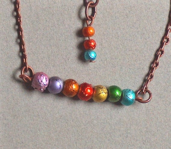 Rainbow bar necklace simple multicolor necklace antique copper chain simple modern handmade jewelry etsy france THREE for TWO N45