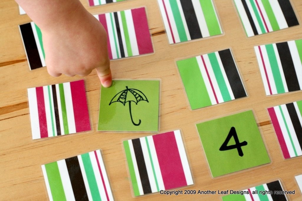 Concentration Matching Memory Game 1,2,3 Numbers and Doodles 40-piece