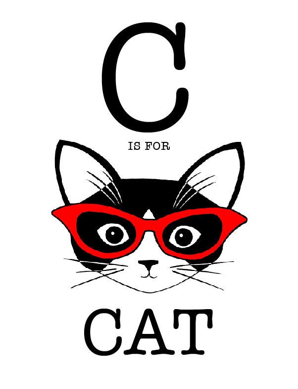 C is for Cat 8 x 10 Art Print