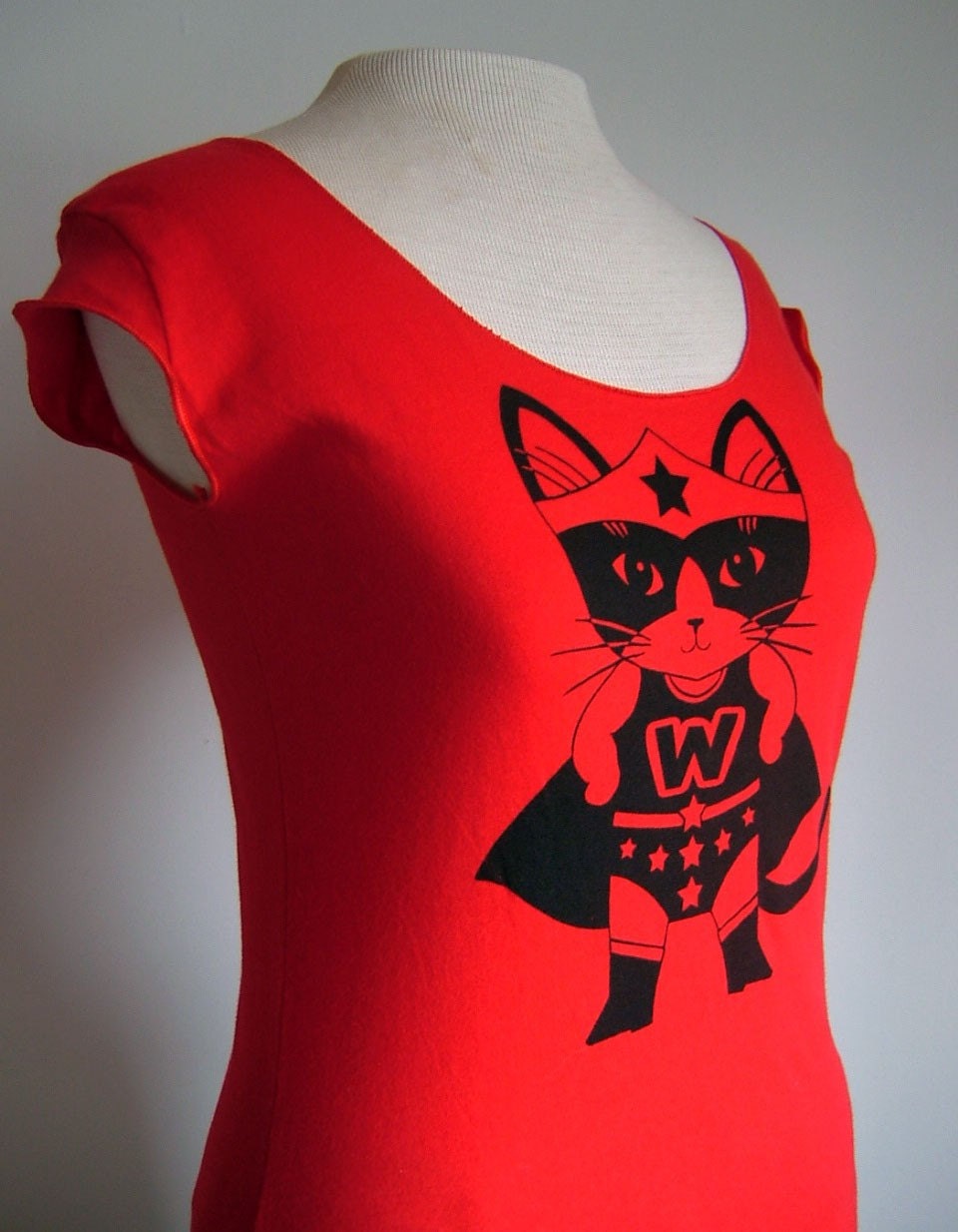 Red Wonder Kitty Sheer Jersey Tee