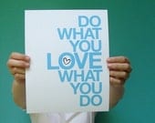 do what you love art print blue coworker gift office studio decor inspirational quote 8x10 modern home decor letterhappy etsy