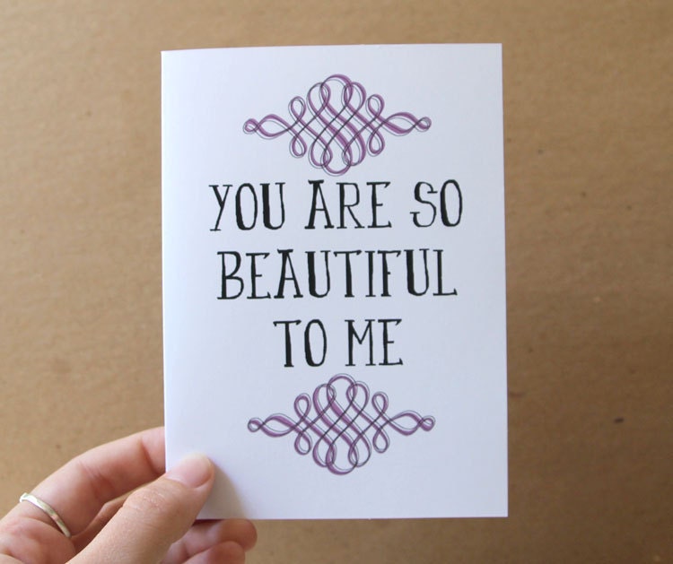 mothers day card quote love card you are so beautiful to me flourish card black white purple letterhappy etsy stationery african violet - letterhappy